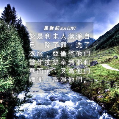 Picture 04 - 民 數 記 8:21 CUVT - 於 是 利 未 人 潔 淨 自 己 ， 除 了 - Bible Verse Picture