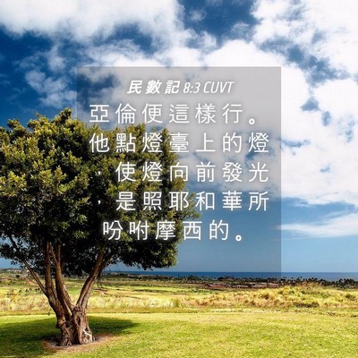 Picture 04 - 民 數 記 8:3 CUVT - 亞 倫 便 這 樣 行 。 他 點 燈 臺 上 - Bible Verse Picture