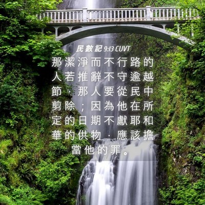 Picture 04 - 民 數 記 9:13 CUVT - 那 潔 淨 而 不 行 路 的 人 若 推 辭 - Bible Verse Picture