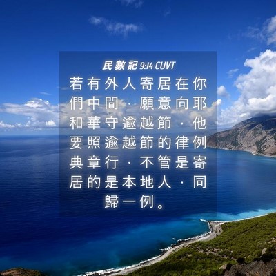 Picture 04 - 民 數 記 9:14 CUVT - 若 有 外 人 寄 居 在 你 們 中 間 ， - Bible Verse Picture