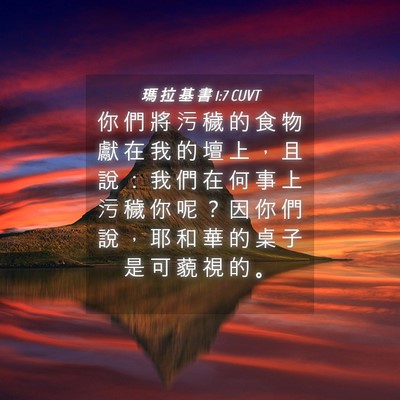 Picture 04 - 瑪 拉 基 書 1:7 CUVT - 你 們 將 污 穢 的 食 物 獻 在 我 的 - Bible Verse Picture