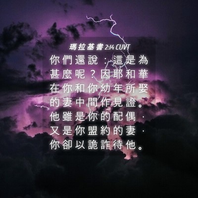 Picture 04 - 瑪 拉 基 書 2:14 CUVT - 你 們 還 說 ： 這 是 為 甚 麼 呢 ？ - Bible Verse Picture