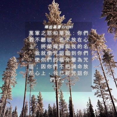 Picture 04 - 瑪 拉 基 書 2:2 CUVT - 萬 軍 之 耶 和 華 說 ： 你 們 若 不 - Bible Verse Picture