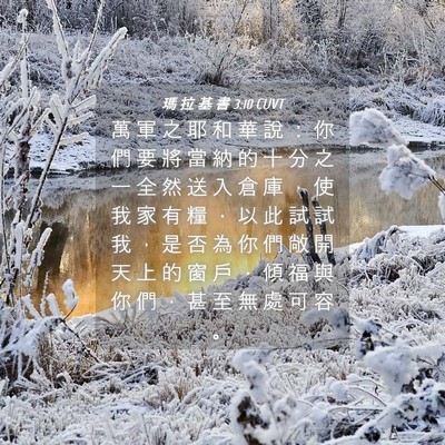 Picture 04 - 瑪 拉 基 書 3:10 CUVT - 萬 軍 之 耶 和 華 說 ： 你 們 要 將 - Bible Verse Picture