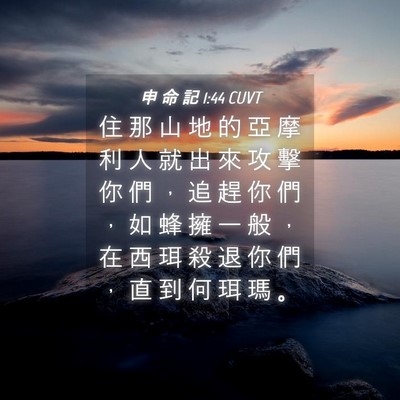 Picture 04 - 申 命 記 1:44 CUVT - 住 那 山 地 的 亞 摩 利 人 就 出 來 - Bible Verse Picture