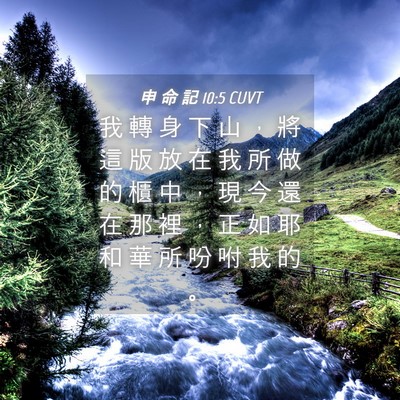 Picture 04 - 申 命 記 10:5 CUVT - 我 轉 身 下 山 ， 將 這 版 放 在 我 - Bible Verse Picture