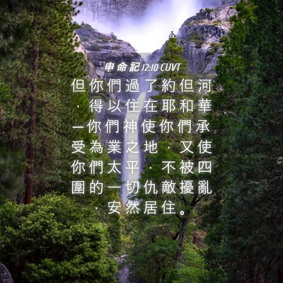 Picture 04 - 申 命 記 12:10 CUVT - 但 你 們 過 了 約 但 河 ， 得 以 住 - Bible Verse Picture
