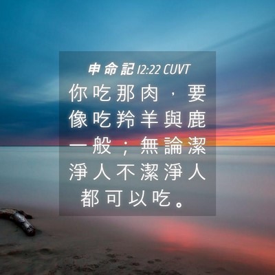 Picture 04 - 申 命 記 12:22 CUVT - 你 吃 那 肉 ， 要 像 吃 羚 羊 與 鹿 - Bible Verse Picture