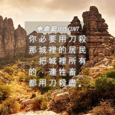 Picture 04 - 申 命 記 13:15 CUVT - 你 必 要 用 刀 殺 那 城 裡 的 居 民 - Bible Verse Picture