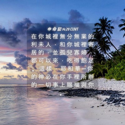 Picture 04 - 申 命 記 14:29 CUVT - 在 你 城 裡 無 分 無 業 的 利 未 人 - Bible Verse Picture