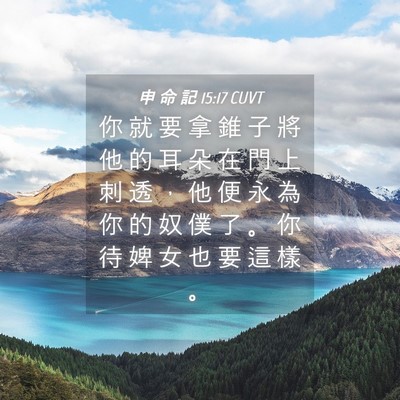 Picture 04 - 申 命 記 15:17 CUVT - 你 就 要 拿 錐 子 將 他 的 耳 朵 在 - Bible Verse Picture