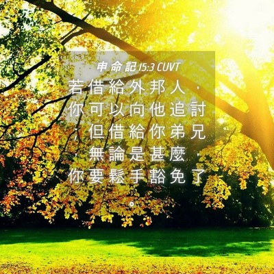 Picture 04 - 申 命 記 15:3 CUVT - 若 借 給 外 邦 人 ， 你 可 以 向 他 - Bible Verse Picture