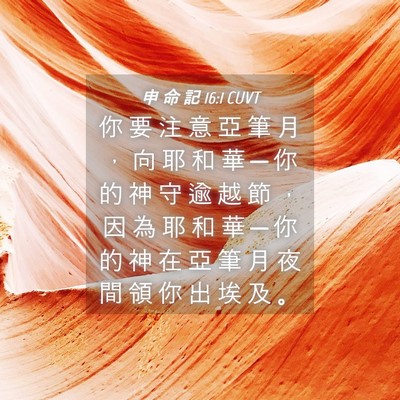 Picture 04 - 申 命 記 16:1 CUVT - 你 要 注 意 亞 筆 月 ， 向 耶 和 華 - Bible Verse Picture