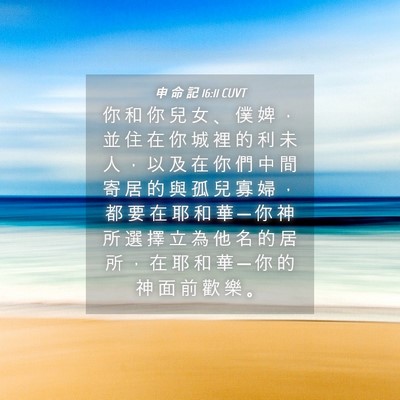Picture 04 - 申 命 記 16:11 CUVT - 你 和 你 兒 女 、 僕 婢 ， 並 住 在 - Bible Verse Picture