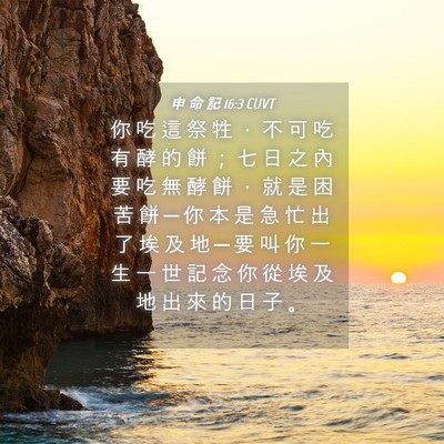 Picture 04 - 申 命 記 16:3 CUVT - 你 吃 這 祭 牲 ， 不 可 吃 有 酵 的 - Bible Verse Picture