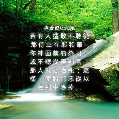 Picture 04 - 申 命 記 17:12 CUVT - 若 有 人 擅 敢 不 聽 從 那 侍 立 在 - Bible Verse Picture