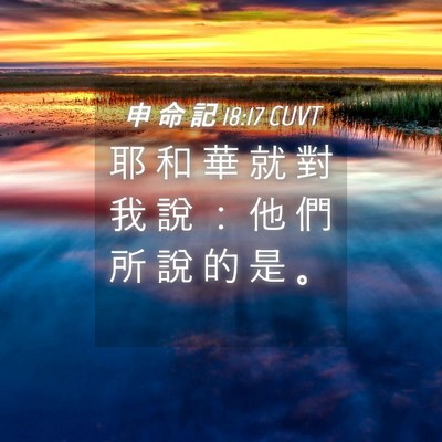 Picture 04 - 申 命 記 18:17 CUVT - 耶 和 華 就 對 我 說 ： 他 們 所 說 - Bible Verse Picture