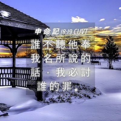 Picture 04 - 申 命 記 18:19 CUVT - 誰 不 聽 他 奉 我 名 所 說 的 話 ， - Bible Verse Picture