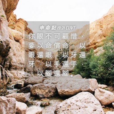Picture 04 - 申 命 記 19:21 CUVT - 你 眼 不 可 顧 惜 ， 要 以 命 償 命 - Bible Verse Picture