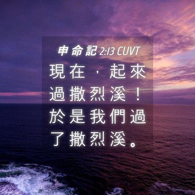 Picture 04 - 申 命 記 2:13 CUVT - 現 在 ， 起 來 過 撒 烈 溪 ！ 於 是 - Bible Verse Picture