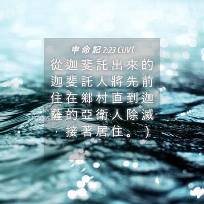 Picture 04 - 申 命 記 2:23 CUVT - 從 迦 斐 託 出 來 的 迦 斐 託 人 將 - Bible Verse Picture