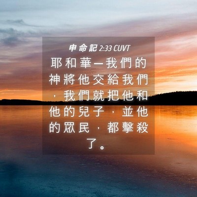 Picture 04 - 申 命 記 2:33 CUVT - 耶 和 華 ─ 我 們 的 神 將 他 交 給 - Bible Verse Picture