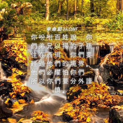 Picture 04 - 申 命 記 2:4 CUVT - 你 吩 咐 百 姓 說 ： 你 們 弟 兄 以 - Bible Verse Picture