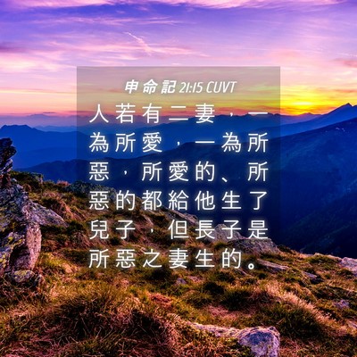 Picture 04 - 申 命 記 21:15 CUVT - 人 若 有 二 妻 ， 一 為 所 愛 ， 一 - Bible Verse Picture