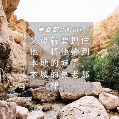 Picture 04 - 申 命 記 21:19 CUVT - 父 母 就 要 抓 住 他 ， 將 他 帶 到 - Bible Verse Picture