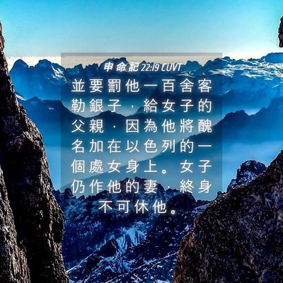 Picture 04 - 申 命 記 22:19 CUVT - 並 要 罰 他 一 百 舍 客 勒 銀 子 ， - Bible Verse Picture