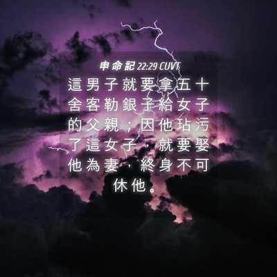 Picture 04 - 申 命 記 22:29 CUVT - 這 男 子 就 要 拿 五 十 舍 客 勒 銀 - Bible Verse Picture