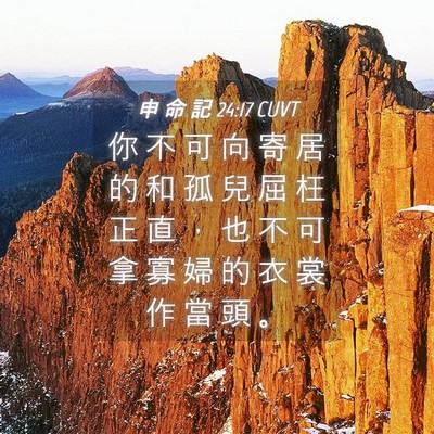 Picture 04 - 申 命 記 24:17 CUVT - 你 不 可 向 寄 居 的 和 孤 兒 屈 枉 - Bible Verse Picture