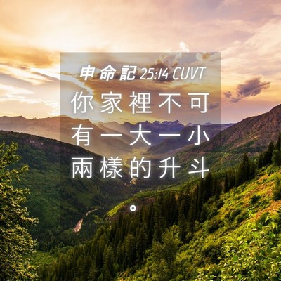 Picture 04 - 申 命 記 25:14 CUVT - 你 家 裡 不 可 有 一 大 一 小 兩 樣 - Bible Verse Picture
