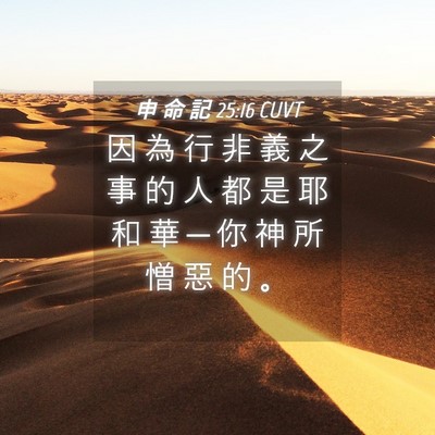 Picture 04 - 申 命 記 25:16 CUVT - 因 為 行 非 義 之 事 的 人 都 是 耶 - Bible Verse Picture