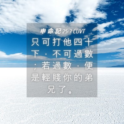 Picture 04 - 申 命 記 25:3 CUVT - 只 可 打 他 四 十 下 ， 不 可 過 數 - Bible Verse Picture