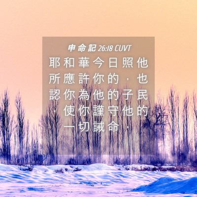Picture 04 - 申 命 記 26:18 CUVT - 耶 和 華 今 日 照 他 所 應 許 你 的 - Bible Verse Picture