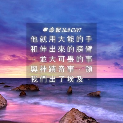 Picture 04 - 申 命 記 26:8 CUVT - 他 就 用 大 能 的 手 和 伸 出 來 的 - Bible Verse Picture