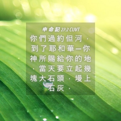 Picture 04 - 申 命 記 27:2 CUVT - 你 們 過 約 但 河 ， 到 了 耶 和 華 - Bible Verse Picture