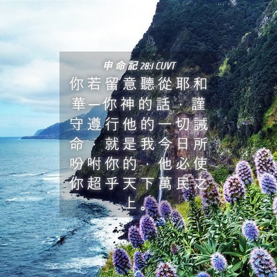 Picture 04 - 申 命 記 28:1 CUVT - 你 若 留 意 聽 從 耶 和 華 ─ 你 神 - Bible Verse Picture