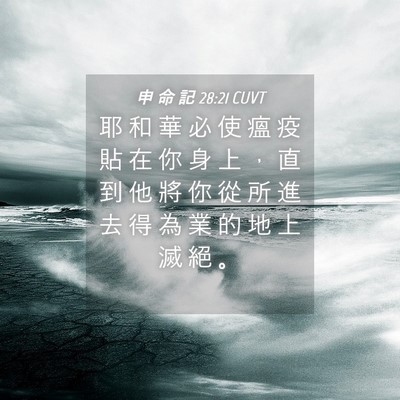 Picture 04 - 申 命 記 28:21 CUVT - 耶 和 華 必 使 瘟 疫 貼 在 你 身 上 - Bible Verse Picture
