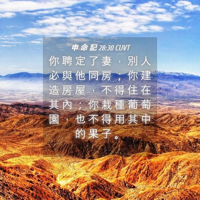 Picture 04 - 申 命 記 28:30 CUVT - 你 聘 定 了 妻 ， 別 人 必 與 他 同 - Bible Verse Picture