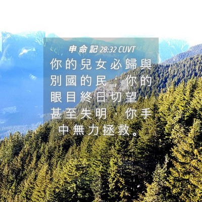 Picture 04 - 申 命 記 28:32 CUVT - 你 的 兒 女 必 歸 與 別 國 的 民 ； - Bible Verse Picture
