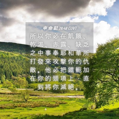 Picture 04 - 申 命 記 28:48 CUVT - 所 以 你 必 在 飢 餓 、 乾 渴 、 赤 - Bible Verse Picture