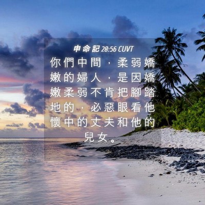 Picture 04 - 申 命 記 28:56 CUVT - 你 們 中 間 ， 柔 弱 嬌 嫩 的 婦 人 - Bible Verse Picture