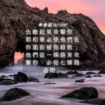Picture 04 - 申 命 記 28:7 CUVT - 仇 敵 起 來 攻 擊 你 ， 耶 和 華 必 - Bible Verse Picture