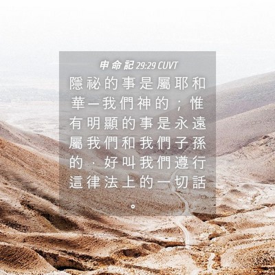 Picture 04 - 申 命 記 29:29 CUVT - 隱 祕 的 事 是 屬 耶 和 華 ─ 我 們 - Bible Verse Picture