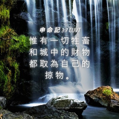 Picture 04 - 申 命 記 3:7 CUVT - 惟 有 一 切 牲 畜 和 城 中 的 財 物 - Bible Verse Picture