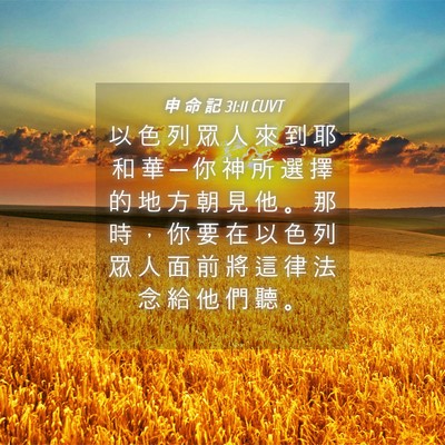 Picture 04 - 申 命 記 31:11 CUVT - 以 色 列 眾 人 來 到 耶 和 華 ─ 你 - Bible Verse Picture