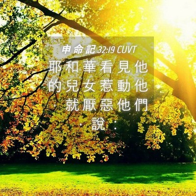Picture 04 - 申 命 記 32:19 CUVT - 耶 和 華 看 見 他 的 兒 女 惹 動 他 - Bible Verse Picture