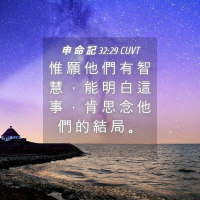 Picture 04 - 申 命 記 32:29 CUVT - 惟 願 他 們 有 智 慧 ， 能 明 白 這 - Bible Verse Picture